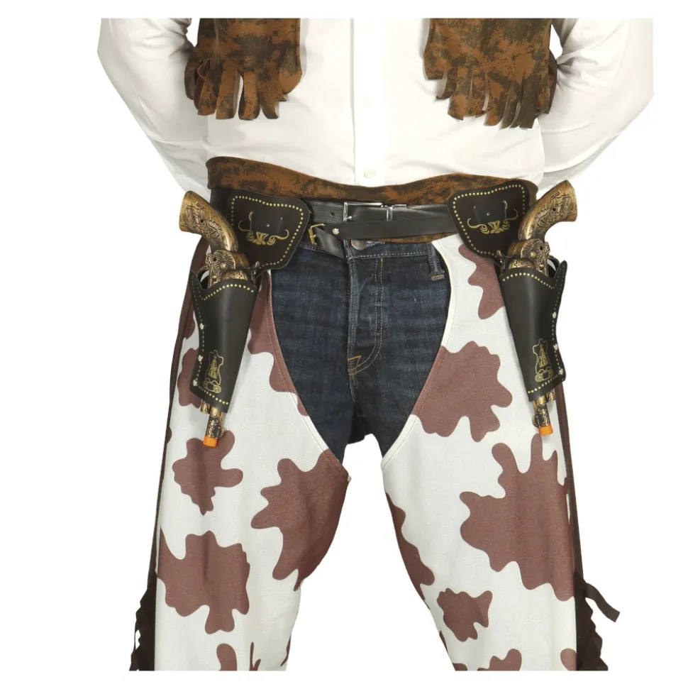 CARTOUCHIÈRE DOUBLE NOIRE AVEC PISTOLETS ADULTE