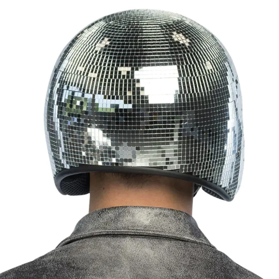 CASQUE BOULE À FACETTES ARGENT DISCO ADULTE