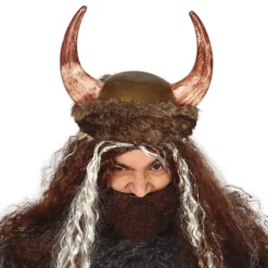 CASQUE À CORNES FOURRURE GUERRIER VIKING ADULTE