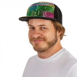 CASQUETTE BLING-BLING MULTICOLORE HIP-HOP ADULTE