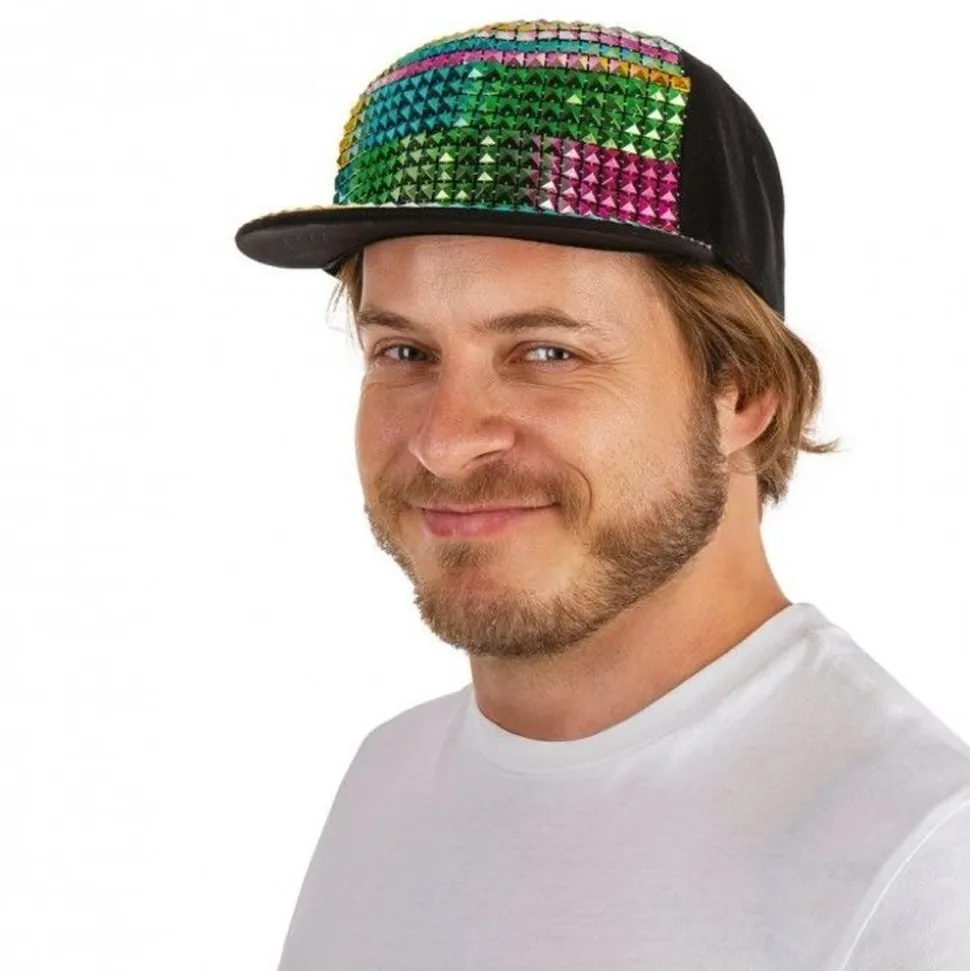 CASQUETTE BLING-BLING MULTICOLORE HIP-HOP ADULTE