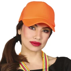 CASQUETTE CAMIONNEUR ANNÉES 80 ORANGE FLUO ADULTE