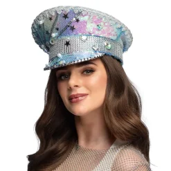CASQUETTE CAPITAINE STAR SEQUINS IRISÉS ADULTE
