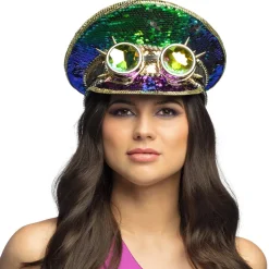 CASQUETTE LUNETTES SEQUINS COLORÉ FESTIVAL ADULTE