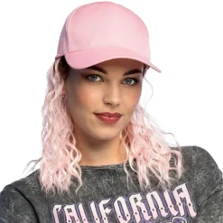 CASQUETTE PERRUQUE CHEVEUX LONGS ROSE ADULTE