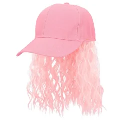 CASQUETTE PERRUQUE CHEVEUX LONGS ROSE ADULTE