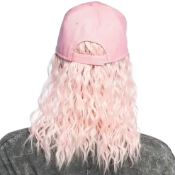 CASQUETTE PERRUQUE CHEVEUX LONGS ROSE ADULTE