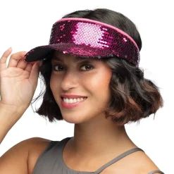 CASQUETTE VISIÈRE SEQUINS ROSE FUCHSIA ADULTE
