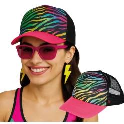 CASQUETTE ZÉBRÉ ANNÉES 80 MULTICOLORE FEMME