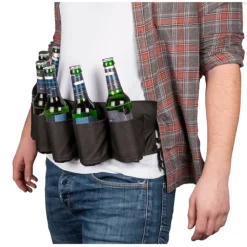 CEINTURE À BIÈRE 6 BOUTEILLES DÉCAPSULEUR MÉTAL