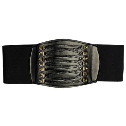 CEINTURE CORSET STRETCH NOIR PIRATE FEMME