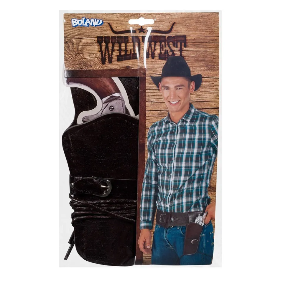 CEINTURE HOLSTER COW-BOY WESTERN 110CM MARRON