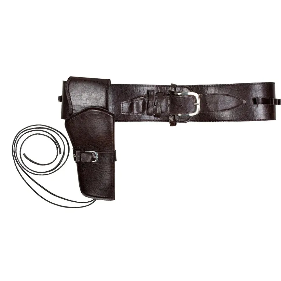 CEINTURE HOLSTER COW-BOY WESTERN 110CM MARRON