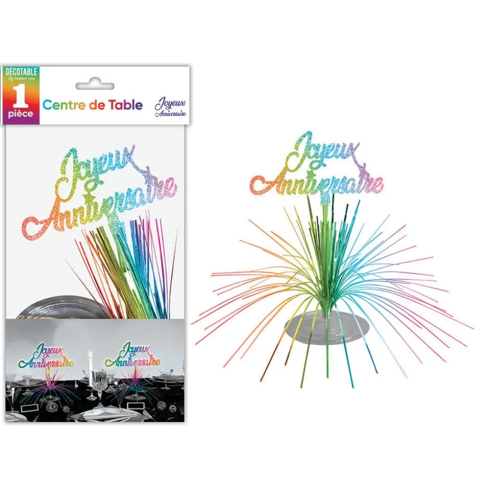 CENTRE DE TABLE ANNIVERSAIRE MULTICOLORE