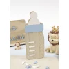 CENTRE DE TABLE BIBERON BOIS 16CM BLEU
