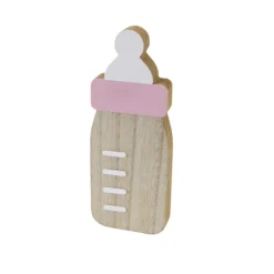 CENTRE DE TABLE BIBERON BOIS 16CM ROSE