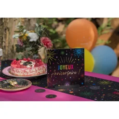 CENTRE DE TABLE BOIS ANNIVERSAIRE MULTI 20CM NOIR