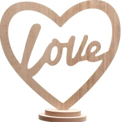 CENTRE DE TABLE BOIS CUR AMOUR 24X10X25CM NATURE