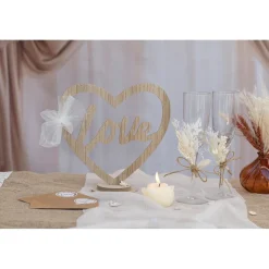 CENTRE DE TABLE BOIS CUR AMOUR 24X10X25CM NATURE