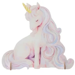 CENTRE DE TABLE BOIS LICORNE MAGIQUE 21.5X4X21CM