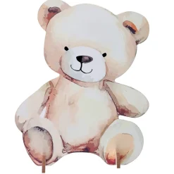 CENTRE DE TABLE BOIS LITTLE TEDDY 16X4X20CM IVOIRE