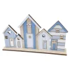 CENTRE DE TABLE BOIS MAISONS BORD DE MER 11X24X4CM