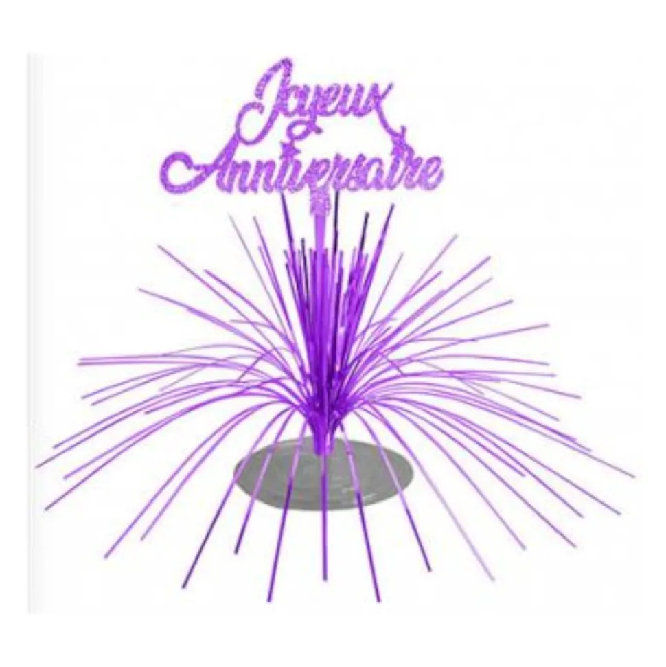 CENTRE DE TABLE FONTAINE ANNIVERSAIRE 27CM VIOLET