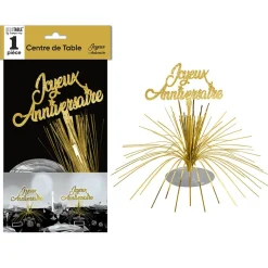 CENTRE DE TABLE JOYEUX ANNIVERSAIRE OR