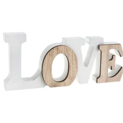 CENTRE DE TABLE LETTRES LOVE BOIS 14X1.2X6CM BLANC