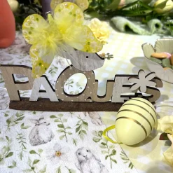 CENTRE DE TABLE PAQUES LAPIN BUCHETTE 10X20X2.5CM