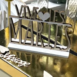 CENTRE TABLE BOIS VIVE LES MARIÉS 8.5X11.8X3CM