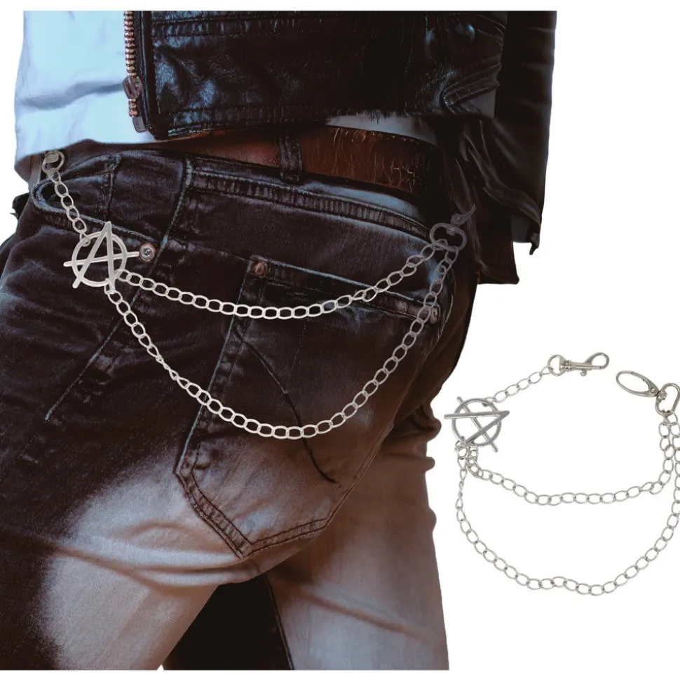 CHAINE PANTALON ANARCHIE PUNK MÉTAL ARGENT