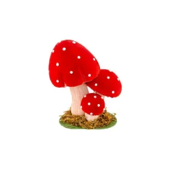 3 CHAMPIGNONS DÉCO SOCLE MOUSSE 13-8.5-15CM ROUGE