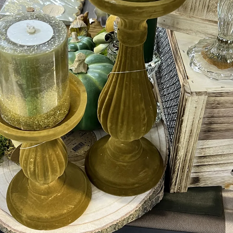 CHANDELIER BAROQUE VELOURS CAMEL 17X10.5CM