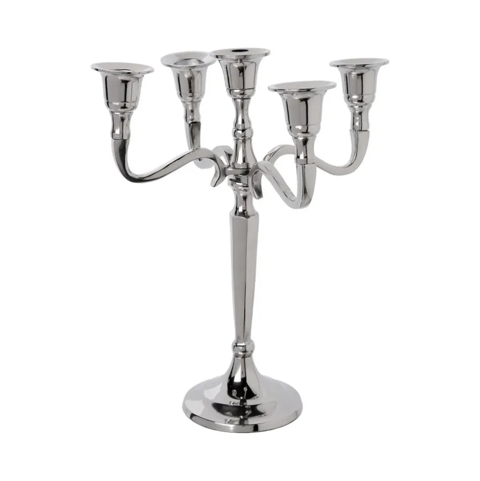 CHANDELIER 5 BRANCHES MÉTAL 27CM ARGENT