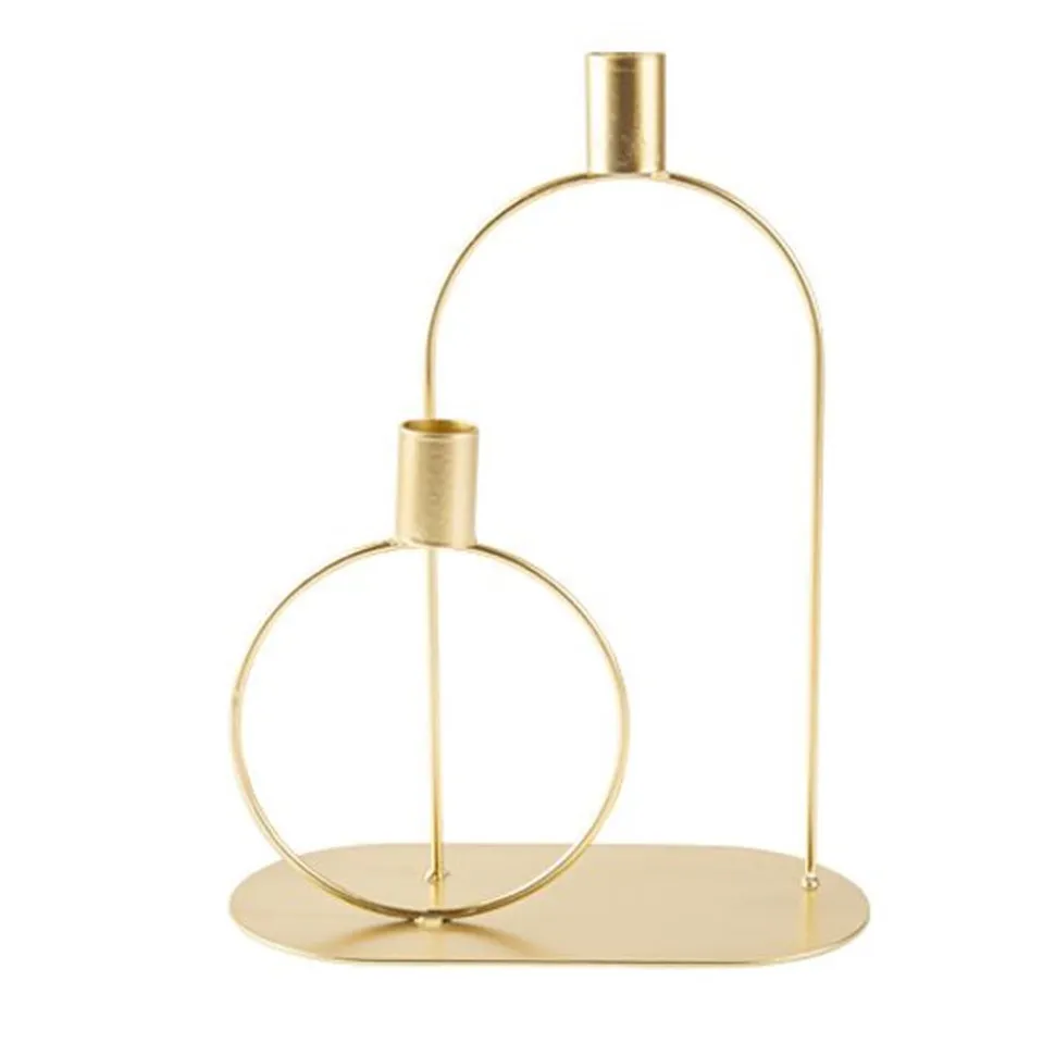 CHANDELIER 2 BRANCHES MÉTAL FILAIRE 27X20CM OR