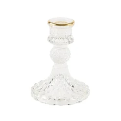 CHANDELIER VERRE FACETTÉ LISERÉ OR 8X10.3CM