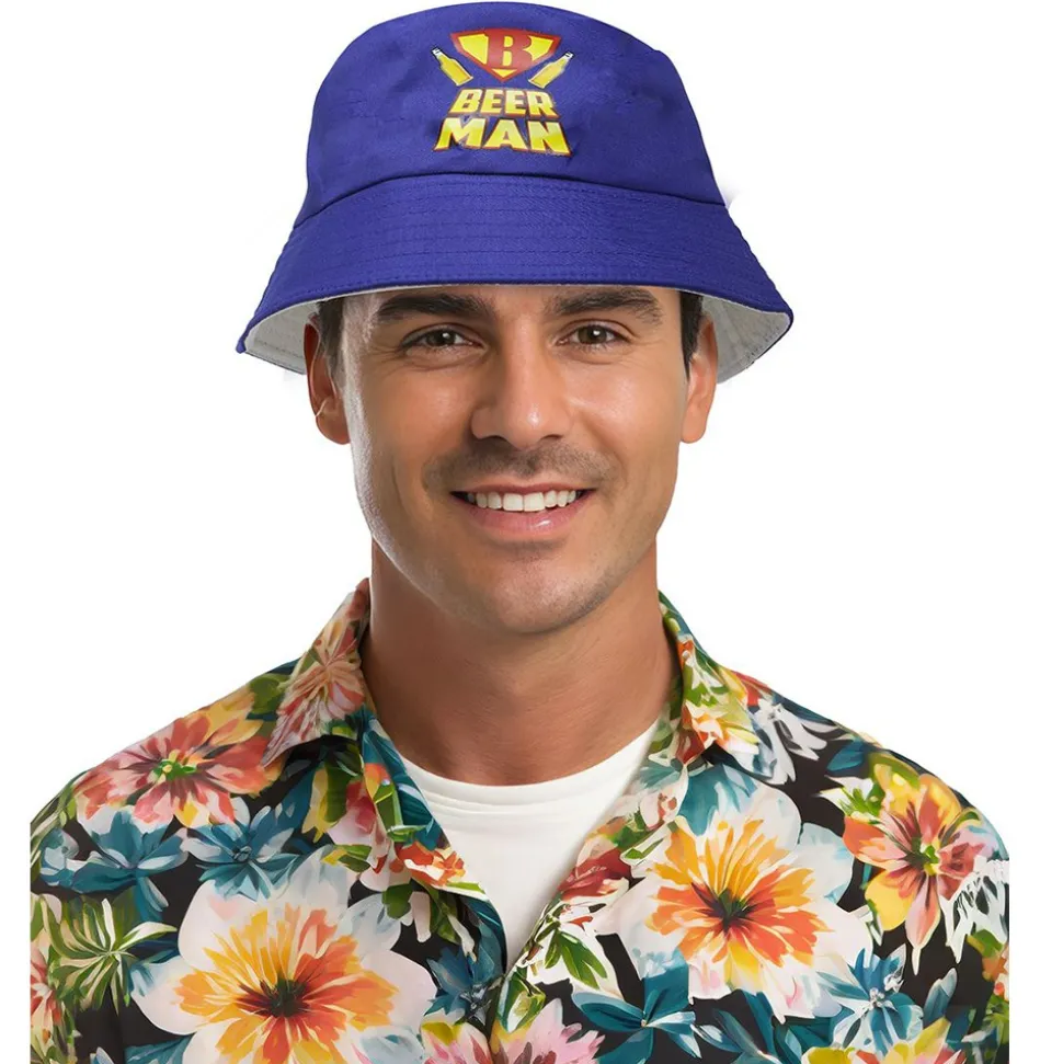 CHAPEAU BOB HUMOUR BEER MAN BLEU ADULTE