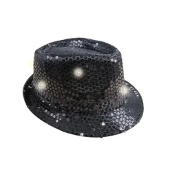 CHAPEAU BORSALINO 6 LED SEQUIN NOIR