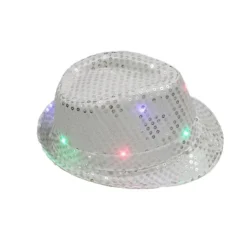 CHAPEAU BORSALINO 6 LED SEQUIN ARGENT