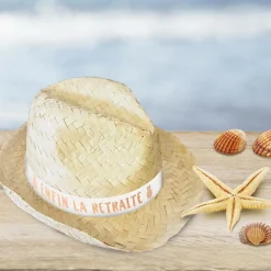 CHAPEAU BORSALINO PAILLE RUBAN RETRAITE ADULTE