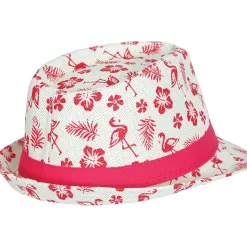 CHAPEAU BORSALINO TROPICAL FLAMANT ROSE ADULTE