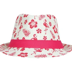 CHAPEAU BORSALINO TROPICAL FLAMANT ROSE ADULTE