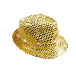 CHAPEAU BORSOLINO 6 LED SEQUIN OR