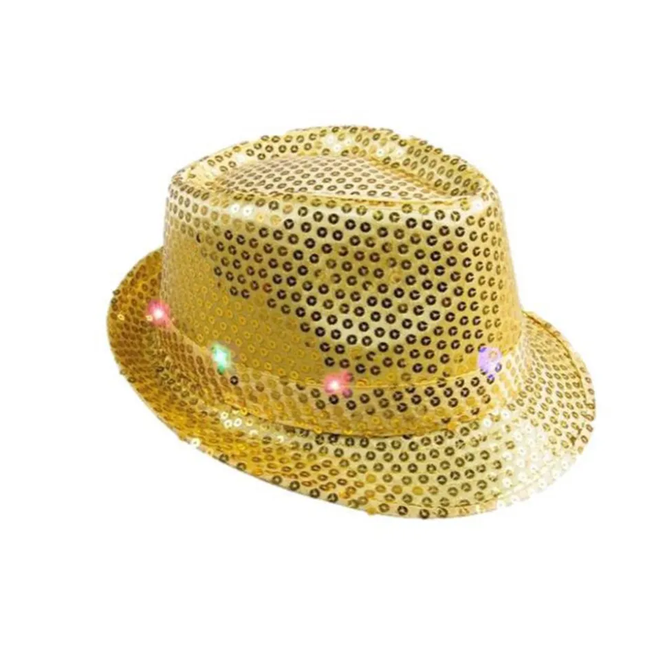 CHAPEAU BORSOLINO 6 LED SEQUIN OR
