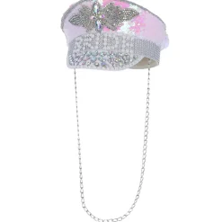 CHAPEAU CAPITAINE PAILLETTES ROSE BRIDE ADULTE