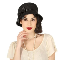 CHAPEAU CLOCHE NOIR ANNÉES FOLLES FEMME