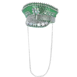 CHAPEAU CLOUTÉ CAPITAINE PAILLETTES VERT ADULTE