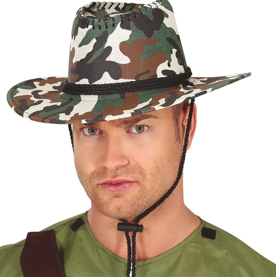 CHAPEAU COWBOY CAMOUFLAGE SOLDAT CHASSEUR ADULTE