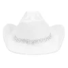 CHAPEAU COWBOY CURS STRASS ARGENT BLANC FEMME